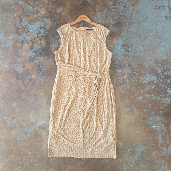 Lauren Ralph Lauren Chain-Print Buckle-Trim Jersey Dress Size 16 LaNWT Old Money - Picture 3 of 11